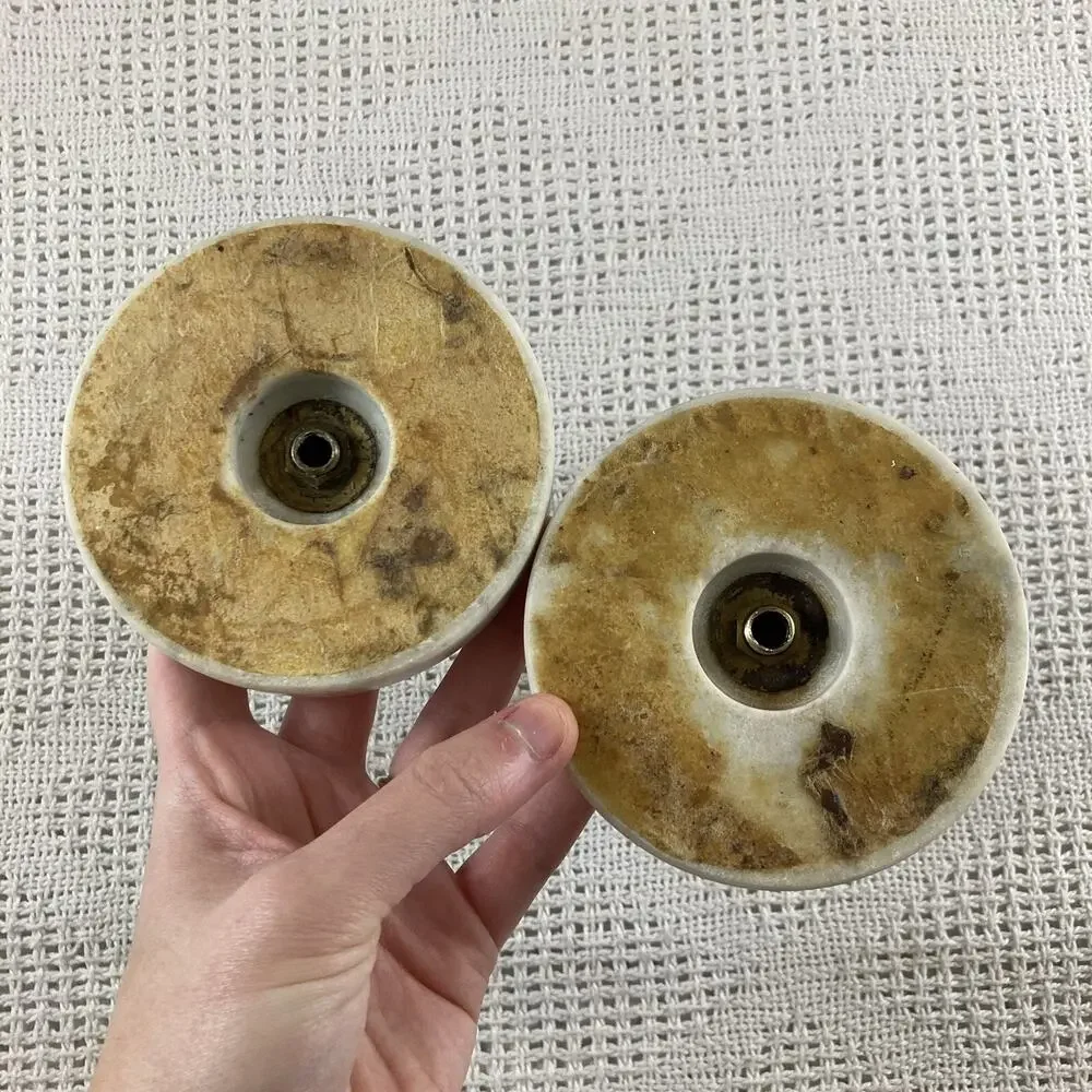 Marble Candlestick Holders Bronze A.B. Moulds Intricate Floral Pair 7